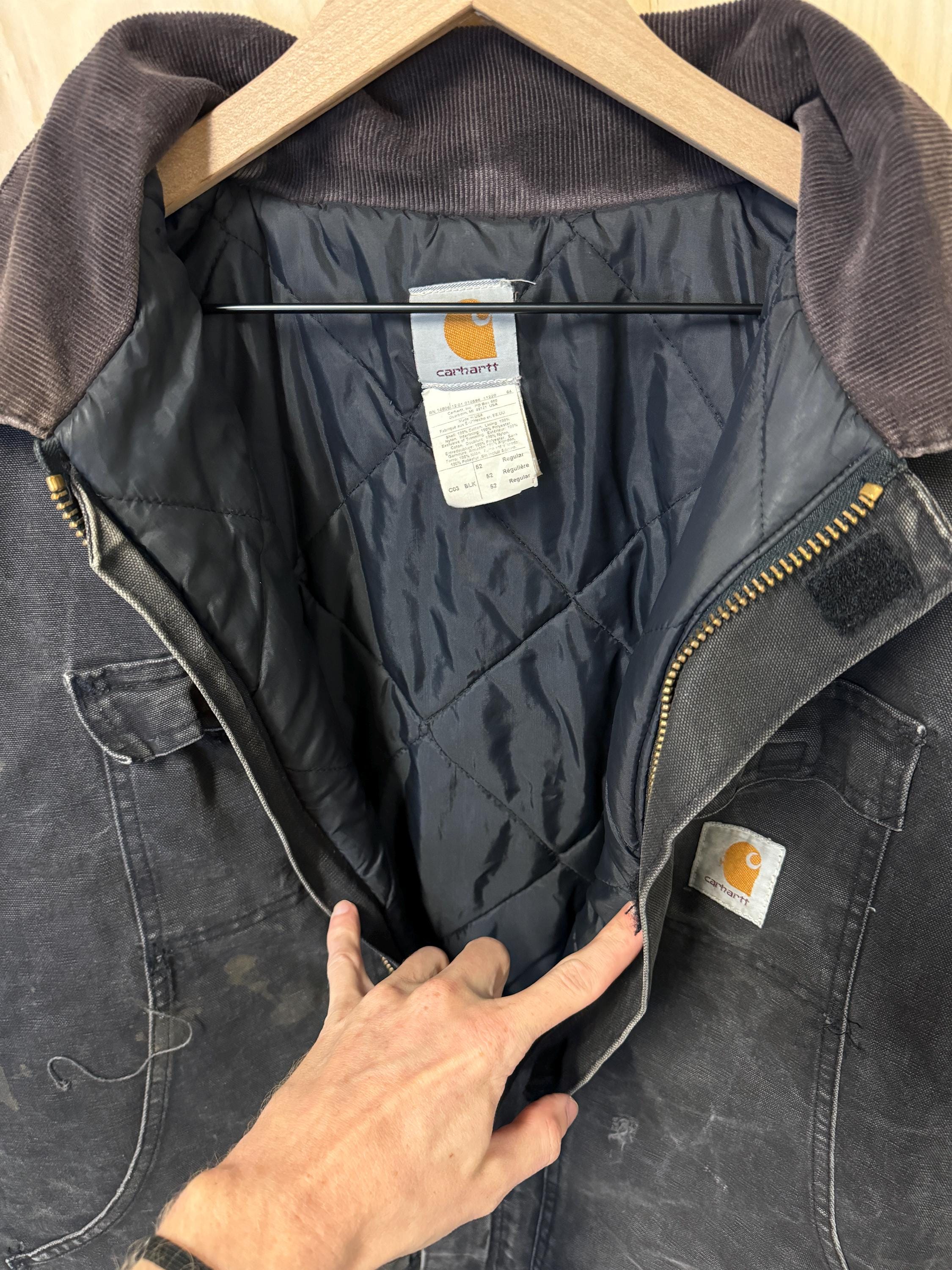 Vintage Carhartt Quilted Insulated Black Arctic Chore Jacket Size