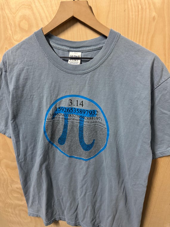 Vintage Y2K Pie Math Equation Graphic Blue Cotton T Shirt