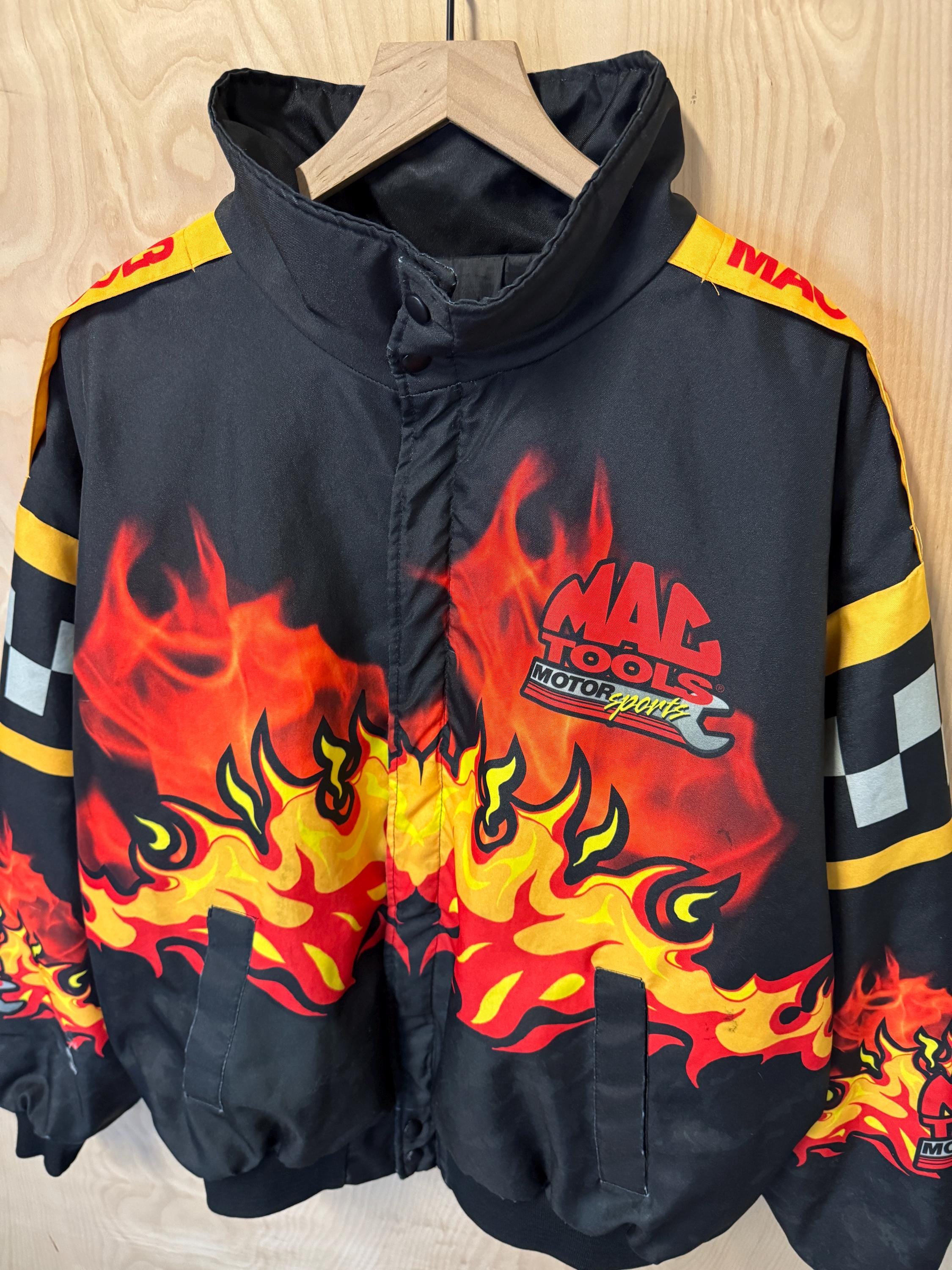 Vintage 90s Mac Tools Motor Sports Flames All Over Black