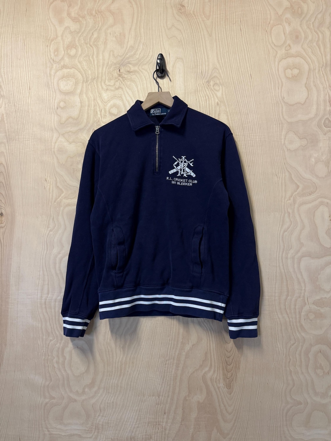 Vintage Y2K Polo Ralph Lauren Bleeker Scribble Navy Blue Half Zip