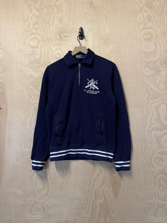 Vintage Y2K Polo Ralph Lauren Bleeker Scribble Navy Blue Half Zip