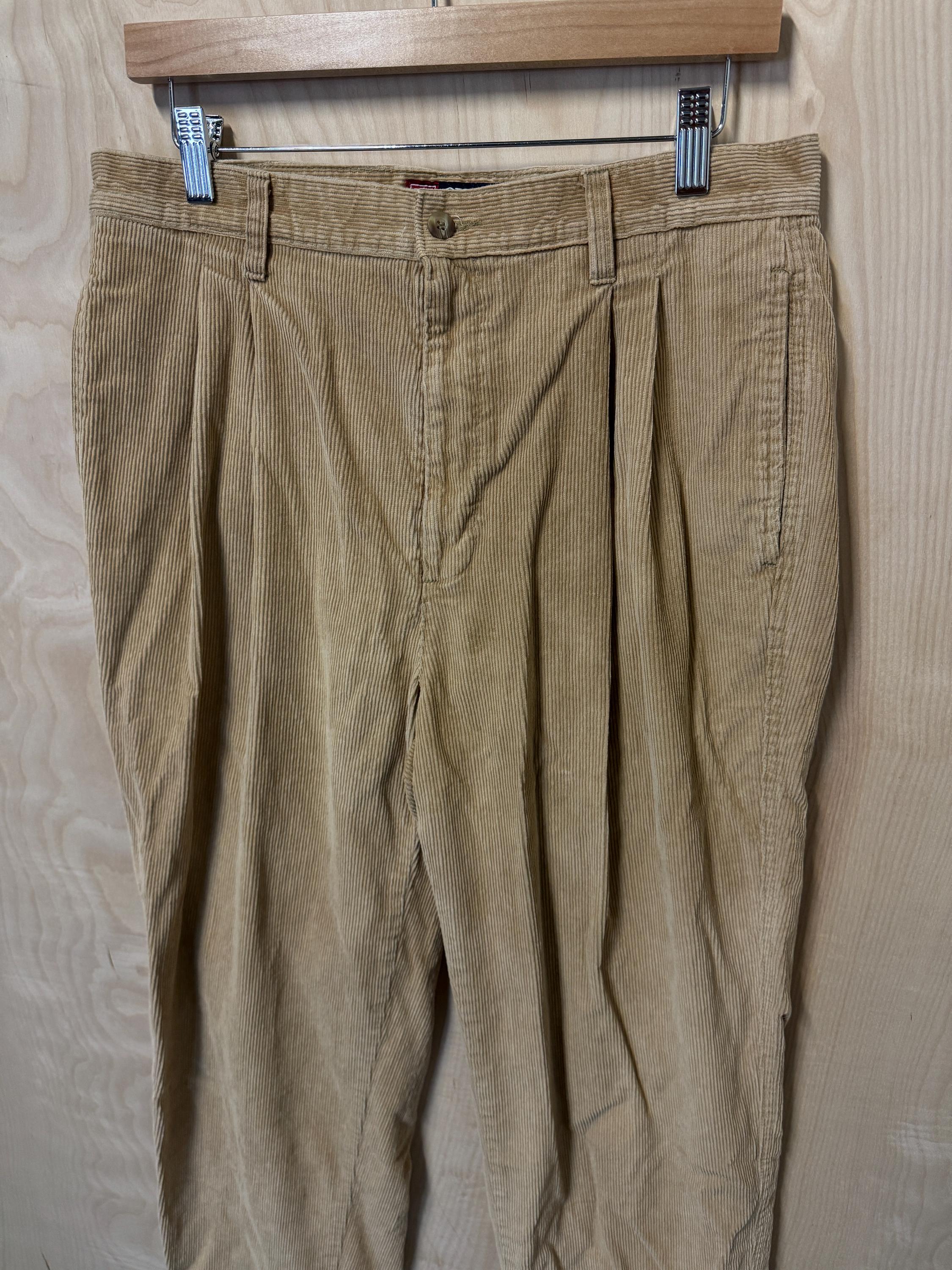 Vintage 90s Chaps Ralph Lauren Tan Cotton Pleated Corduroy