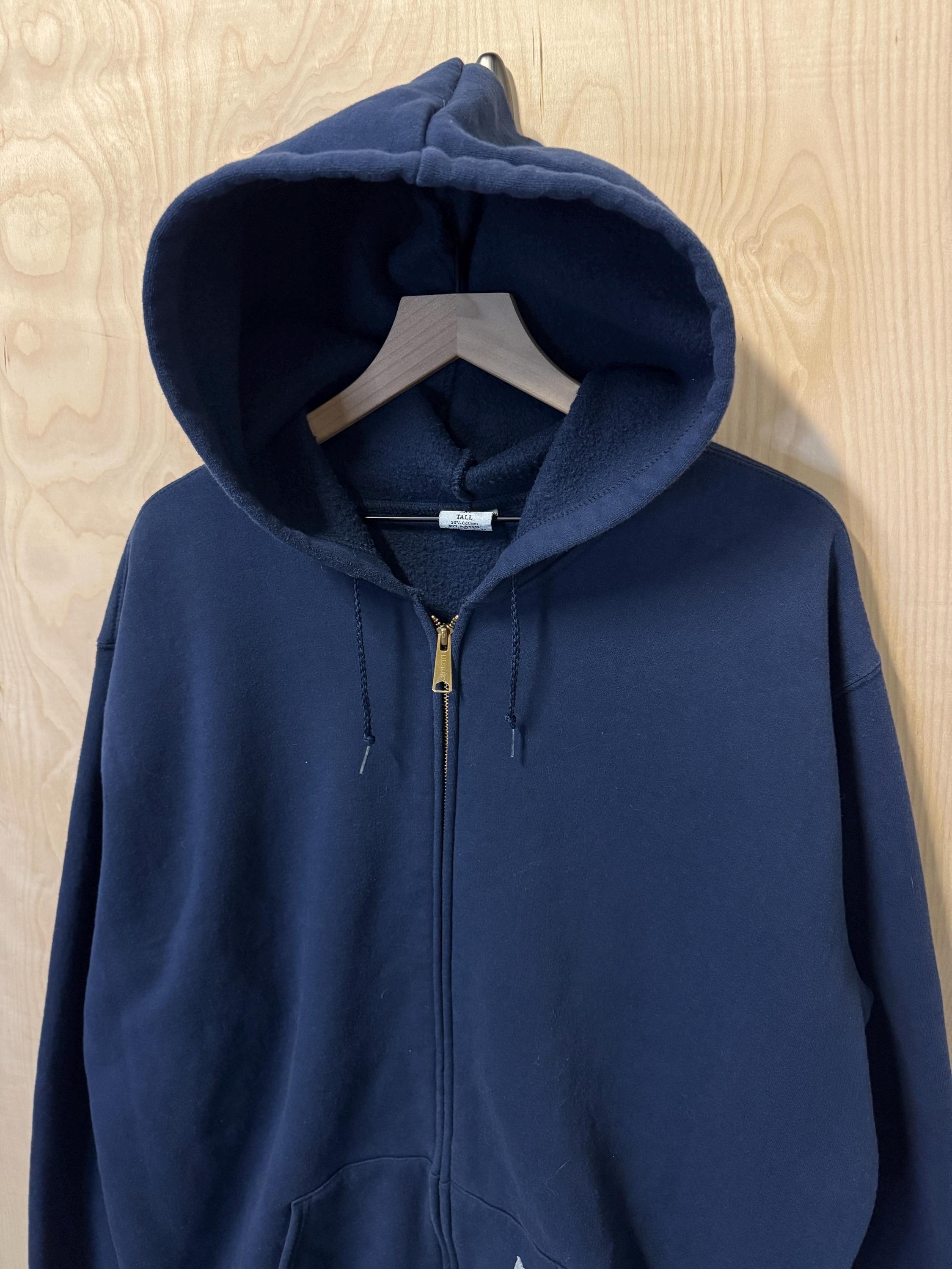 Carhartt ベルベット調　フリース　デッドストック　ダブルジップ　S　紺 Carhartt ベルベット調フリースデッドストックダブルジップS紺