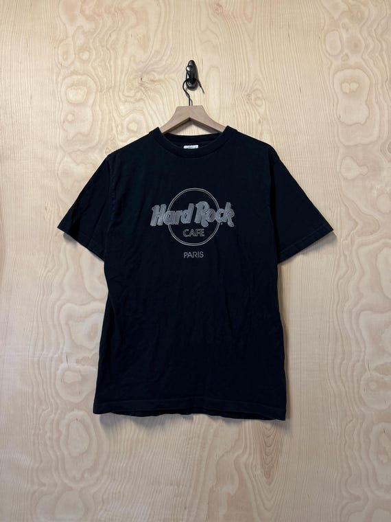 Vintage Hard Rock Cafe Paris Logo Graphic Black Cotton T Shirt