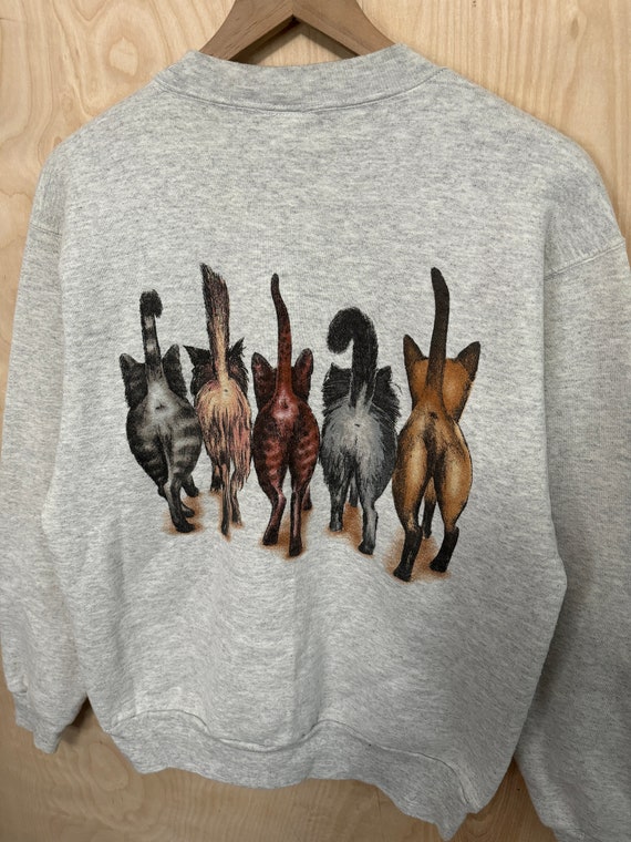 Vintage Cats Double Sided Graphic Gray Crewneck S… - image 6
