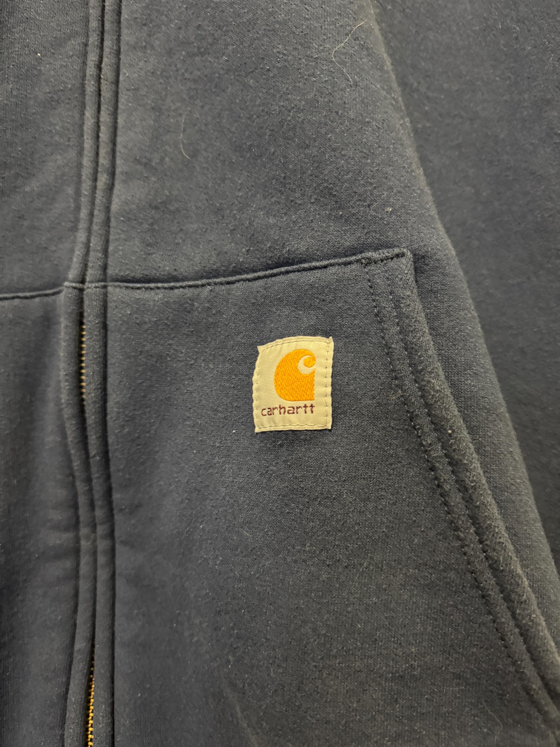 Vintage Carhartt Zip up Navy Blue Hoodie Sweatshirt Size