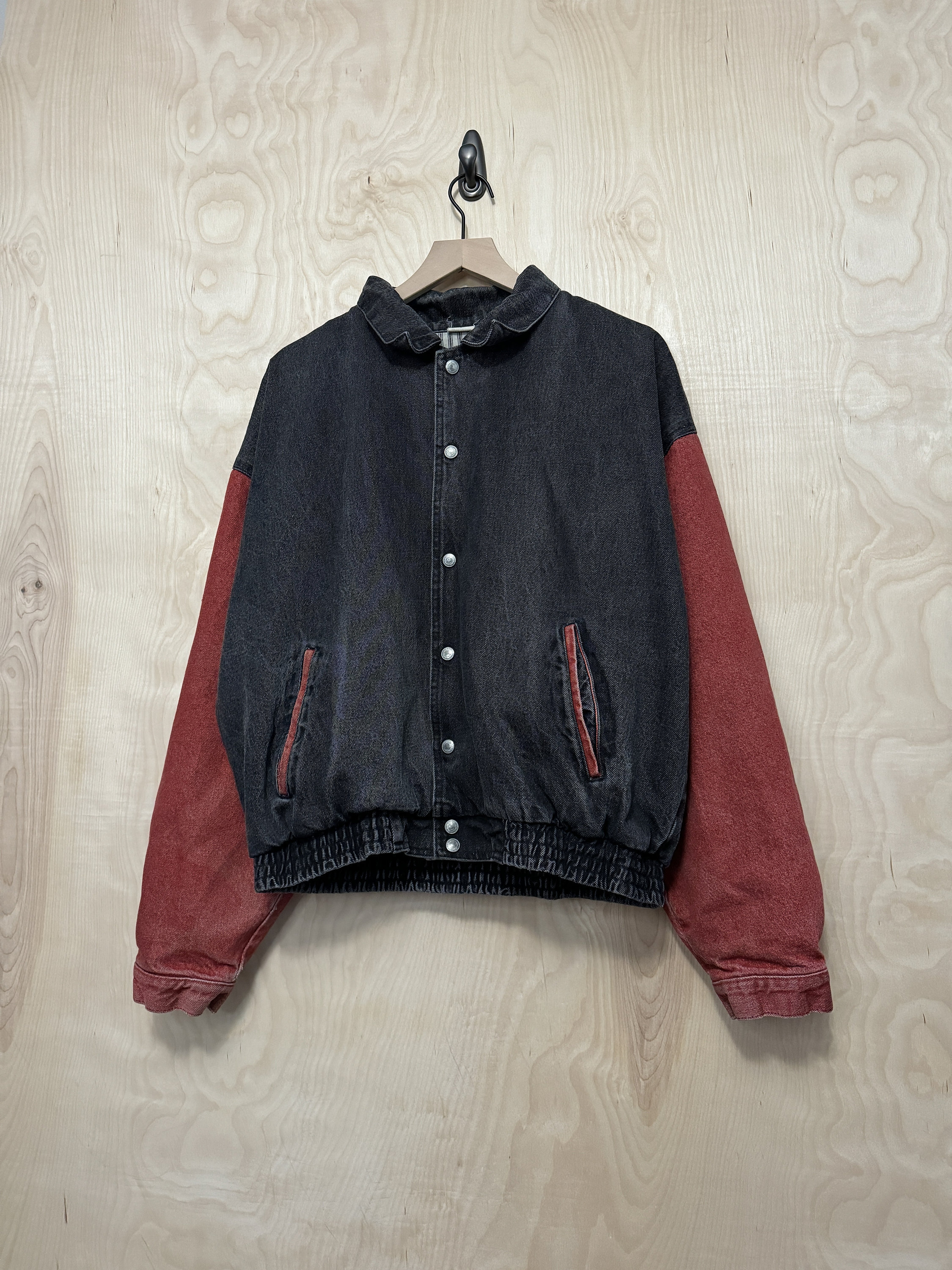 Vintage 90s International Denim Black Red Color Block Lined