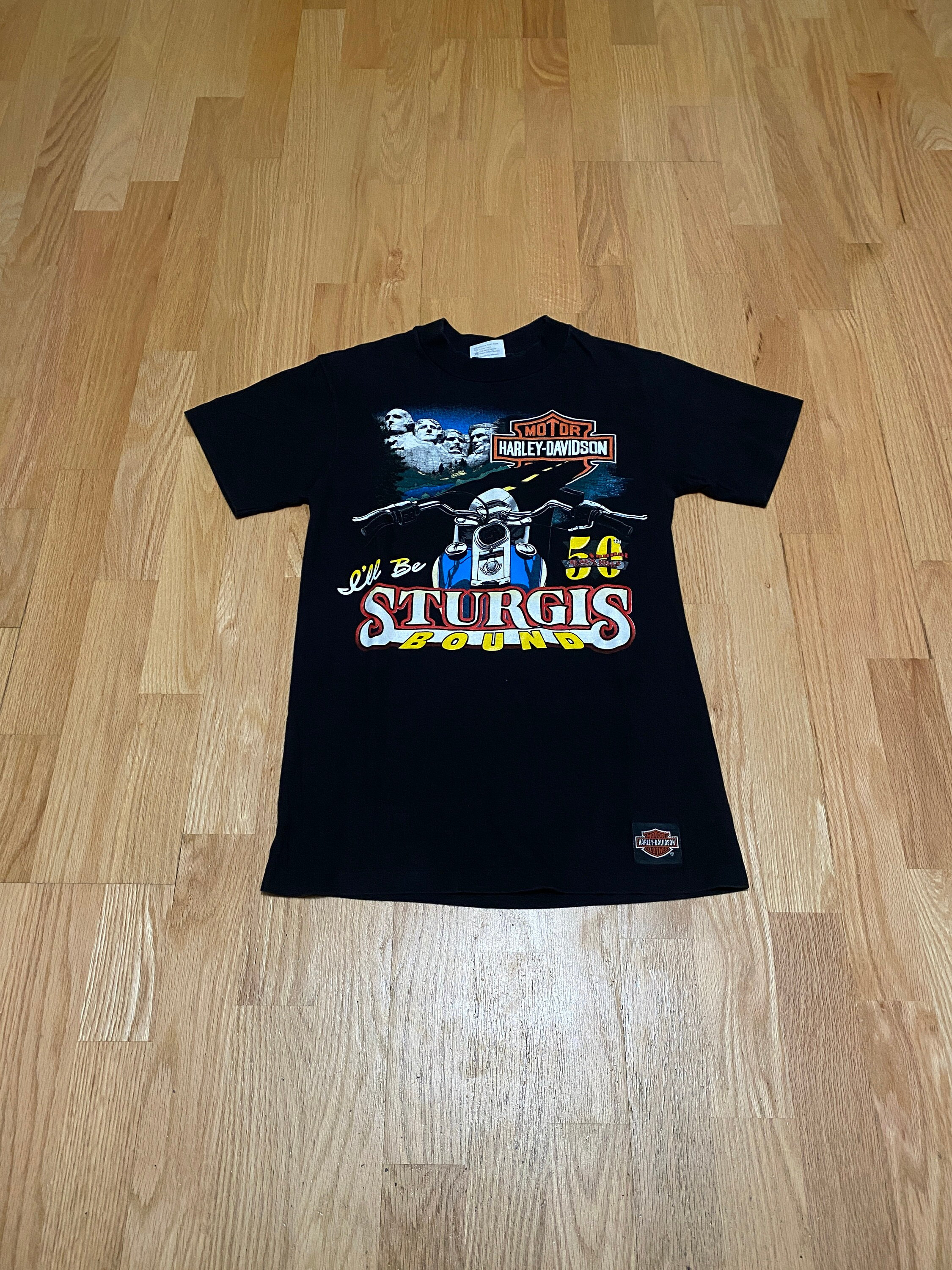 Vintage 90s Harley Davison Sturgis Bound Graphic Green Bay 