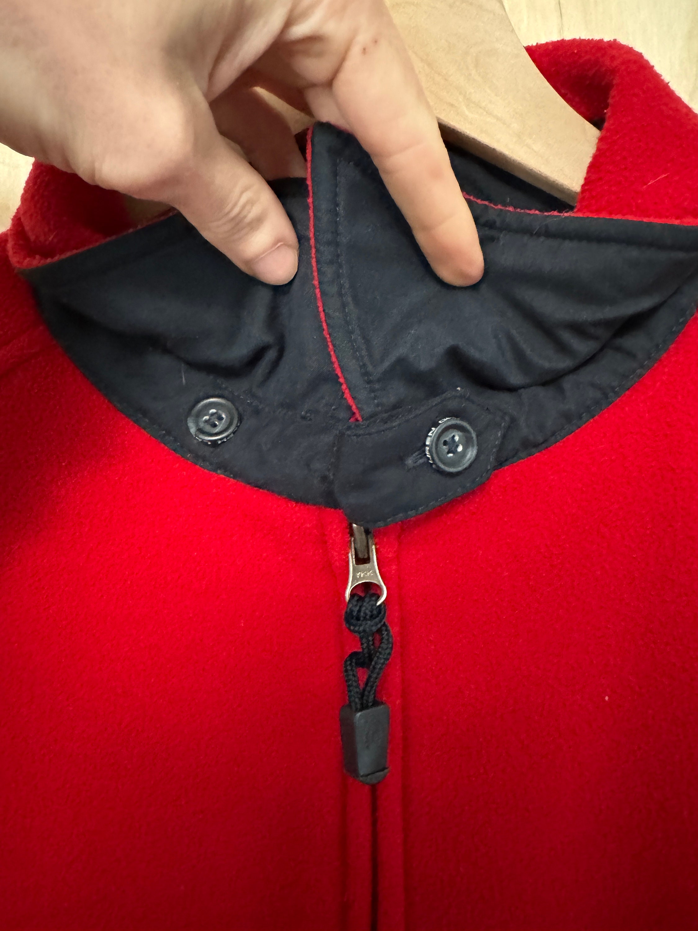 CHAPS POLO フィッシング ジャケット M Vintage Chaps Ralph Lauren Red Polyester Fleece Harrington