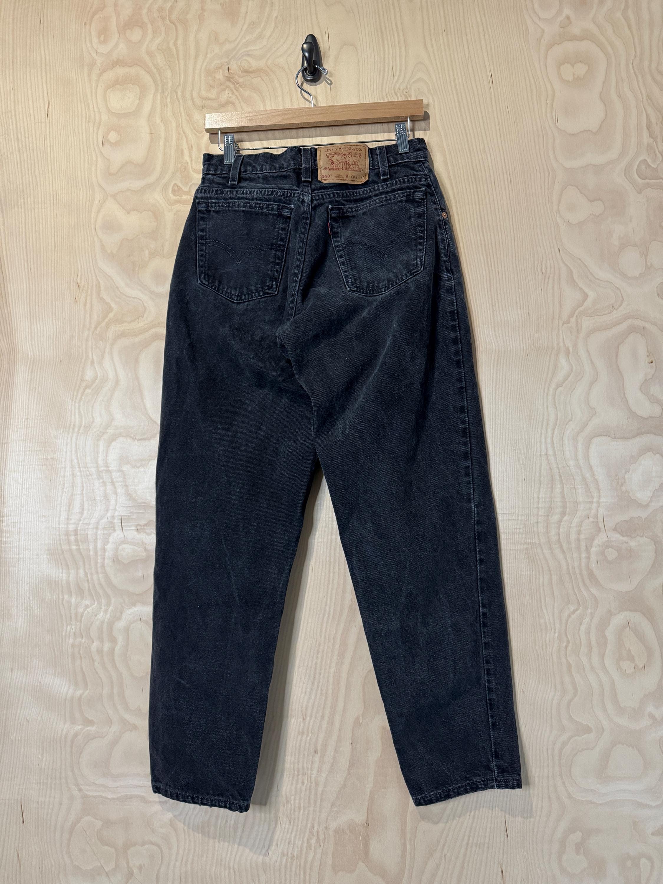 Vintage 90s Levis 560 Loose Fit Tapered Leg Black Denim Jean Size