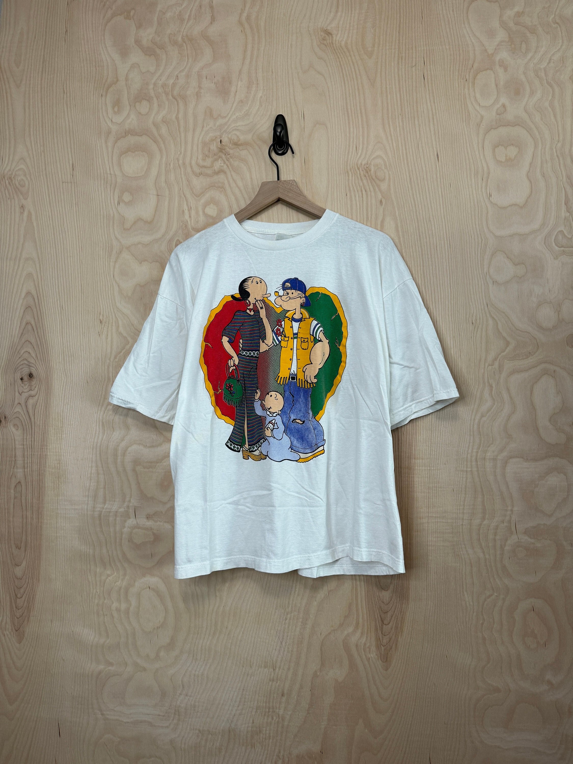 Vintage 90s Popeye Olive Swee'pea Hip Hop White Cotton T