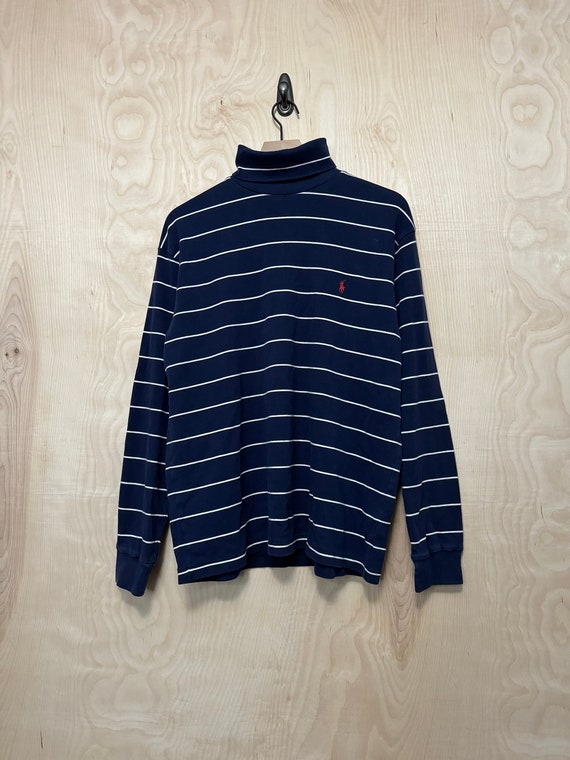 Vintage Polo Ralph Lauren Navy Blue White Stripe T