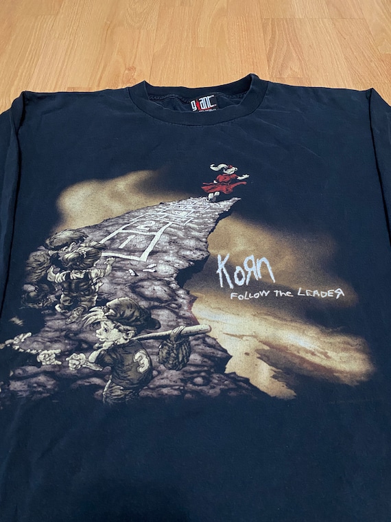 Vintage 90s Korn Follow the Leader Giant Black Cotton Long Vintage 90s Korn Follow the Leader Giant Black Cotton Long