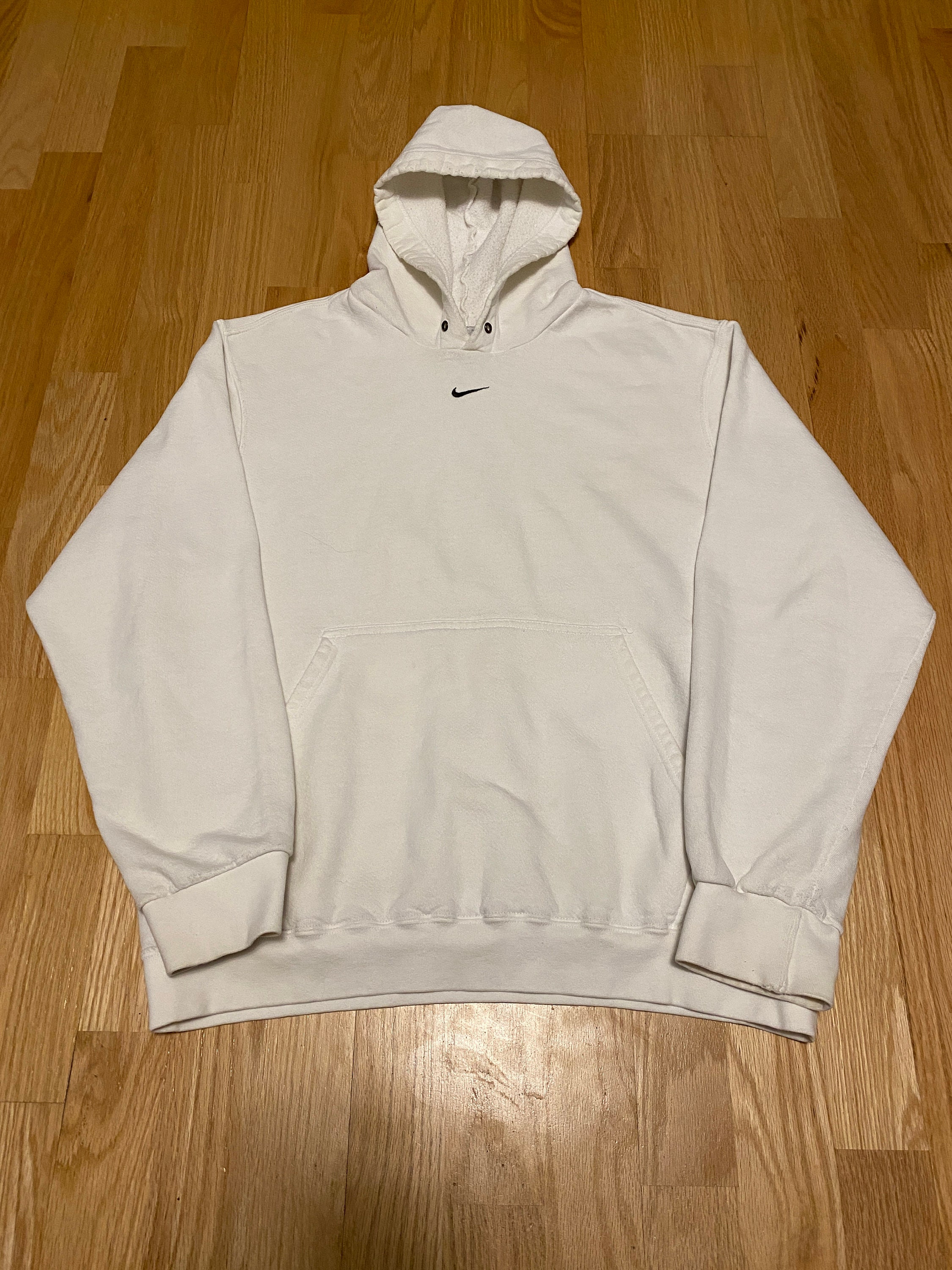 Vintage Nike White Black Center Check Hoodie Sweatshirt size | Etsy