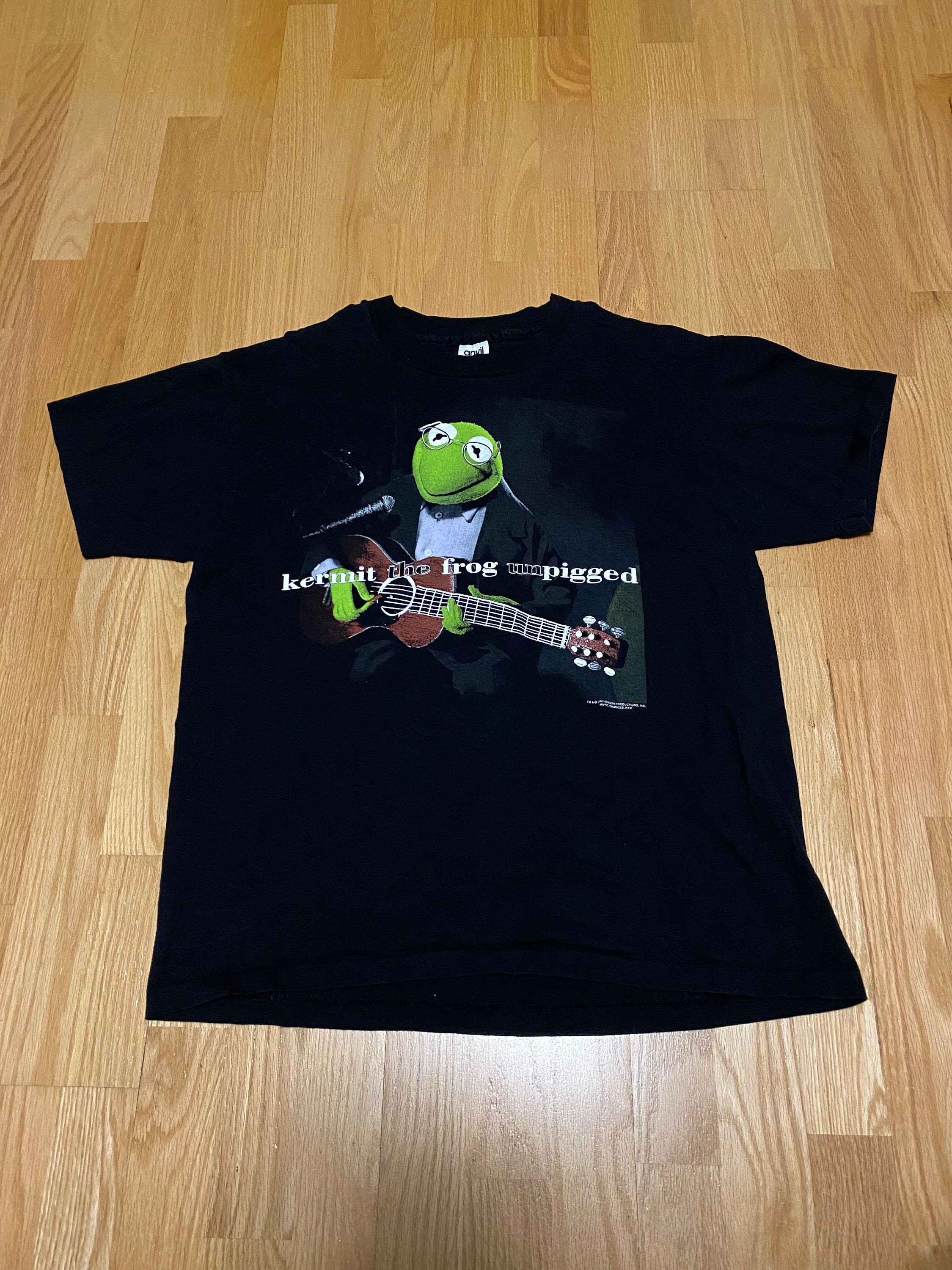 Vintage 90s Kermit the Frog Unpigged Muppets Black Single - Etsy