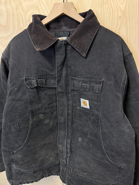 Vintage Carhartt Quilted Insulated Black Arctic Chore Jacket Size