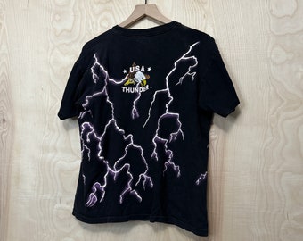 Vintage 90s USA Thunder Feel the Wind Bald Eagle Lightning