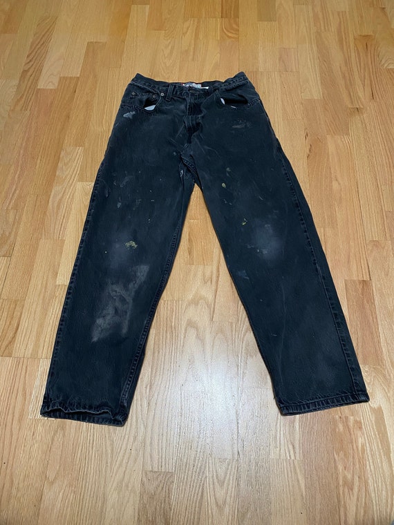Vintage 90s Old Navy Distressed Denim Black Jeans… - image 1