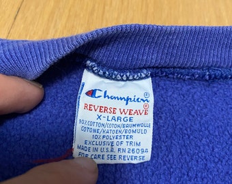 Vintage 90er Jahre Champion Reverse Weave Besticktes C Logo Blaues
