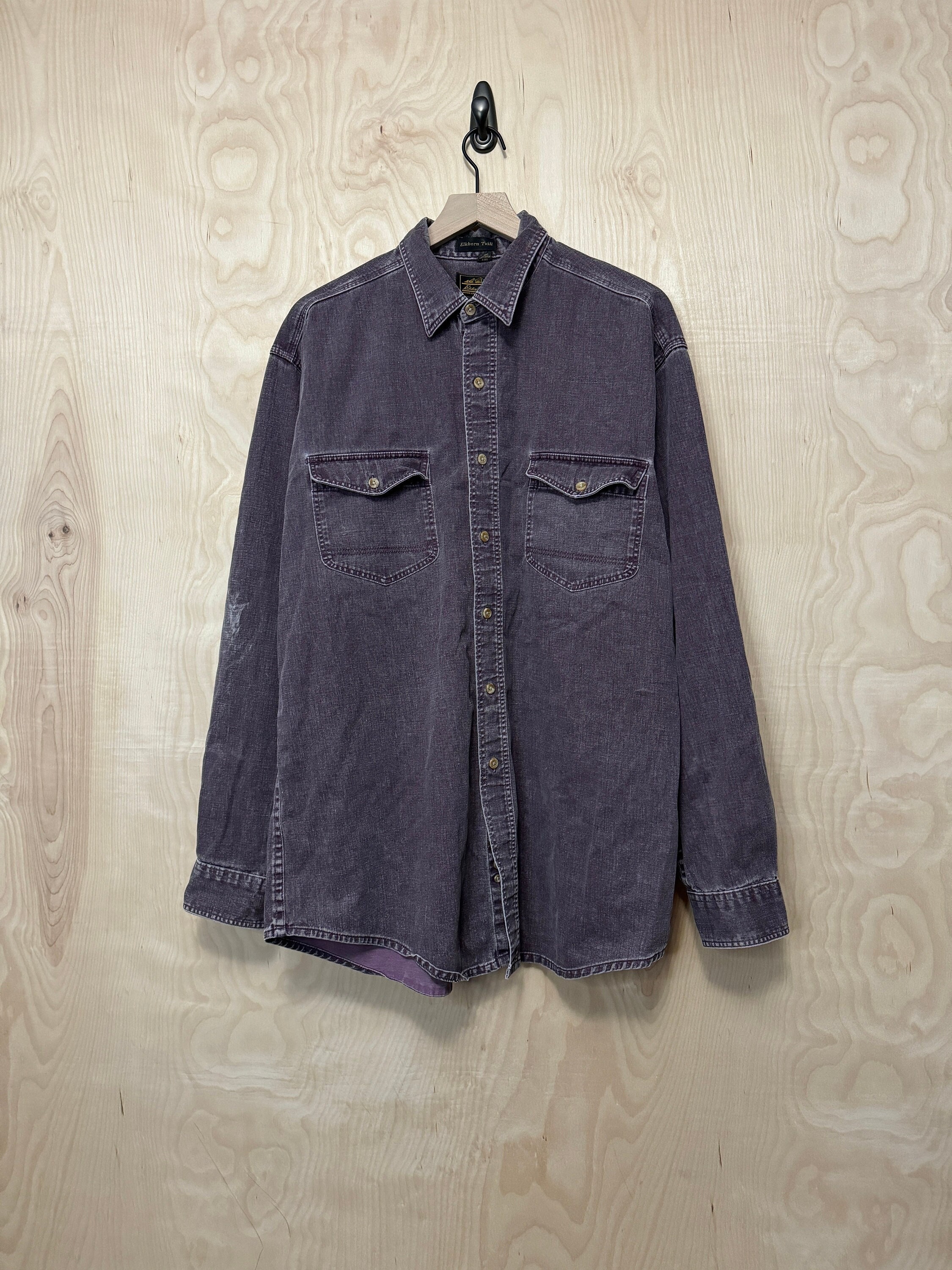 Vintage 90s Eddie Bauer Elkhorn Twill Purple Cotton Long Sleeve