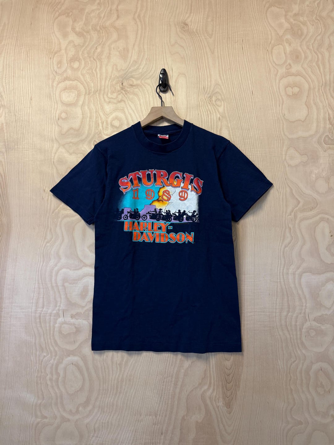 STURGIS BIKE WEEK 1989 Tシャツ Mサイズ Vintage Harley Davidson 1989 Sturgis Double Sided Graphic Navy