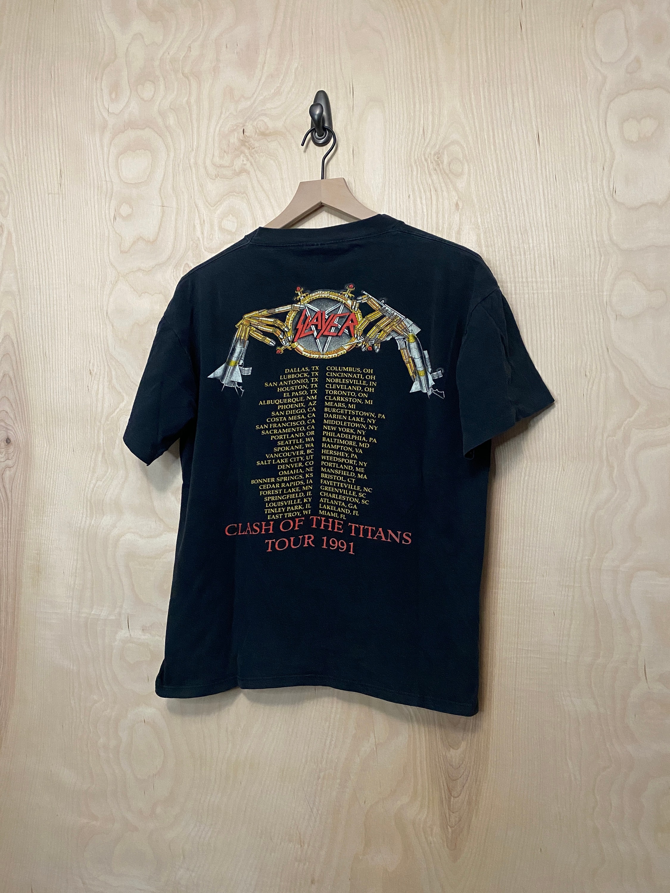 Vintage Slayer Clash of the Titans 1991 Tour Black Cotton T Vintage Slayer Clash of the Titans 1991 Tour Black Cotton T