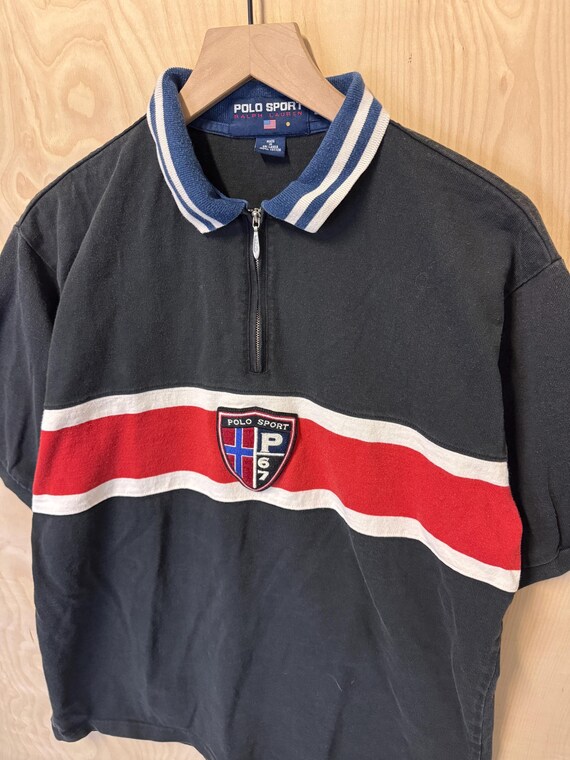 Vintage 90s Polo Sport Ralph Lauren Shield Black Multi Color