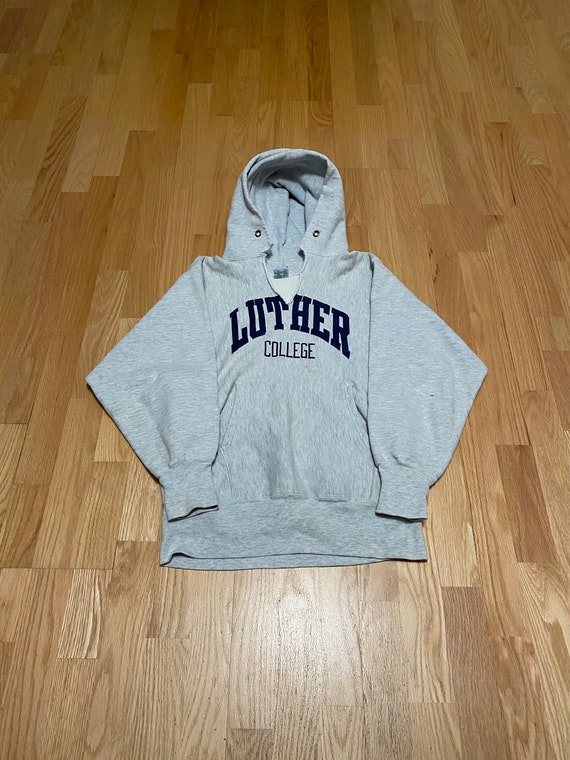 Vintage 90s Champion Reverse Weaver Luther College Gray Cut Collar Tri  Blend Pull Over Hoodie Sweatshirt Size Large Made in USA - Etsy