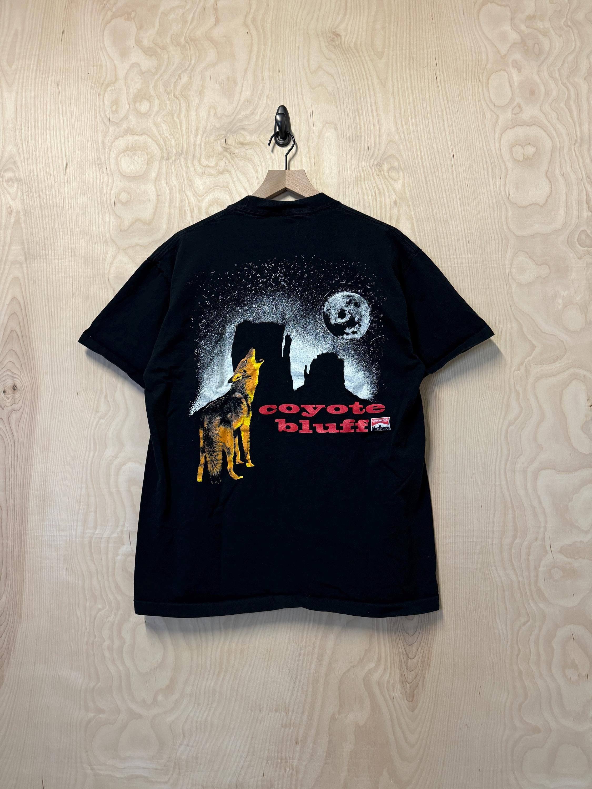 Vintage 90s Marlboro Coyote Bluff Graphic Black Cotton T Shirt
