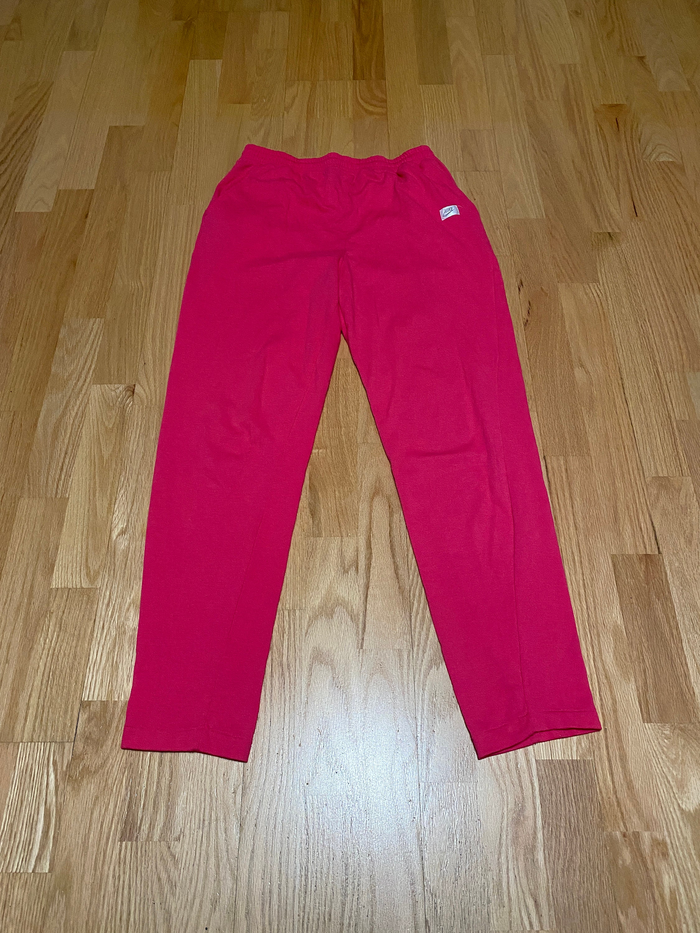 Vintage 90s NIKE Womens White Pink Wide Leg Track Pants Size Medium S  Jersey