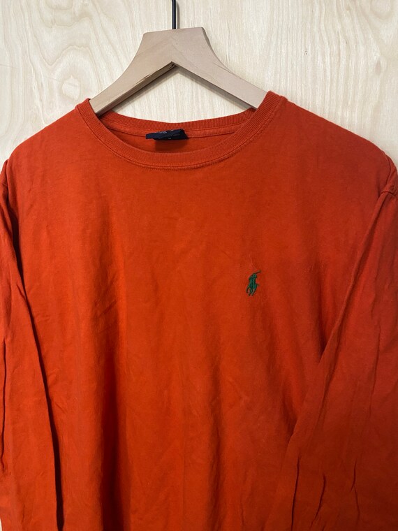 Vintage Polo Ralph Lauren Orange Cotton Long Slee… - image 2