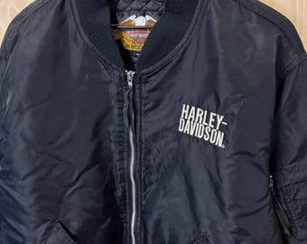 y2k✨️ Harley-Davidson ロゴ スタッズ ライダース ジャケット Vintage Harley Davidson Motorcycles Leather Two Tone Zip Up