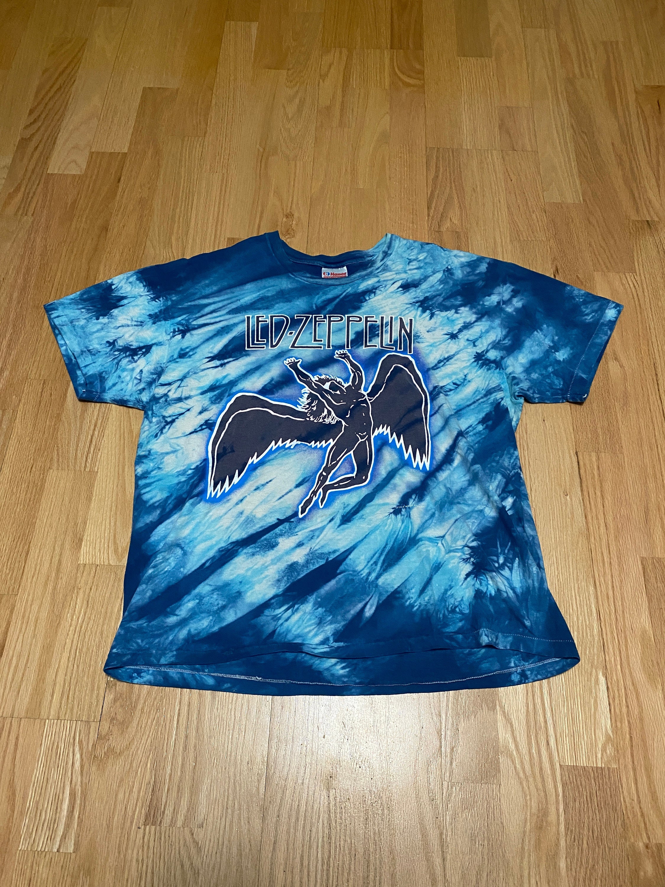Vintage Led Zeppelin Swan Song Angel Blue Tie Dye Single Stitch