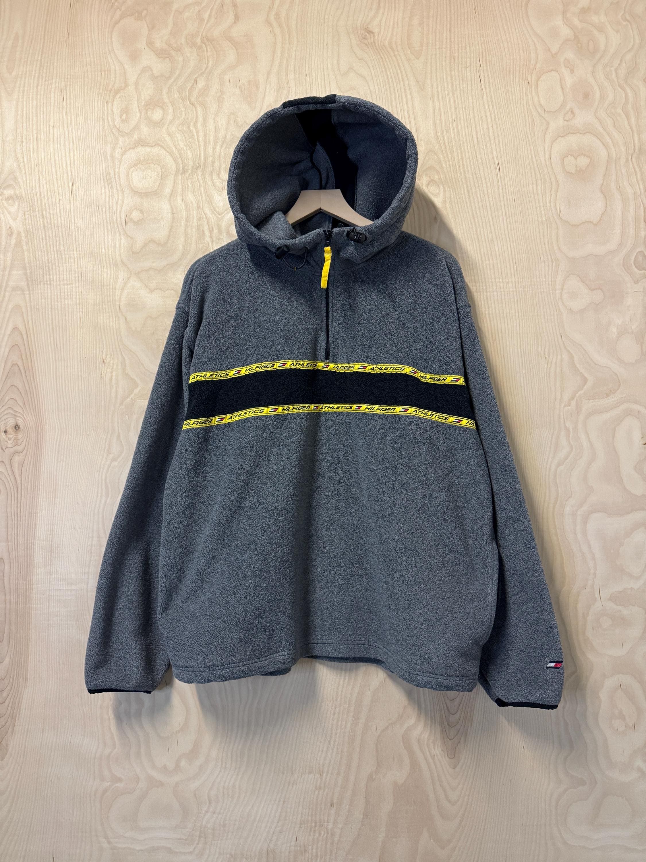 Vintage Tommy Hilfiger Athletics Black Stripe Spell Out Gray 
