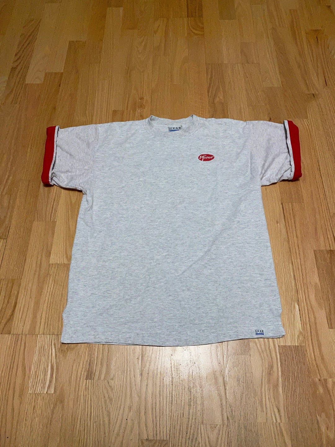 Vintage Pfizer Oval Logo Double Sleeve Red Gray Short Sleeve - Etsy