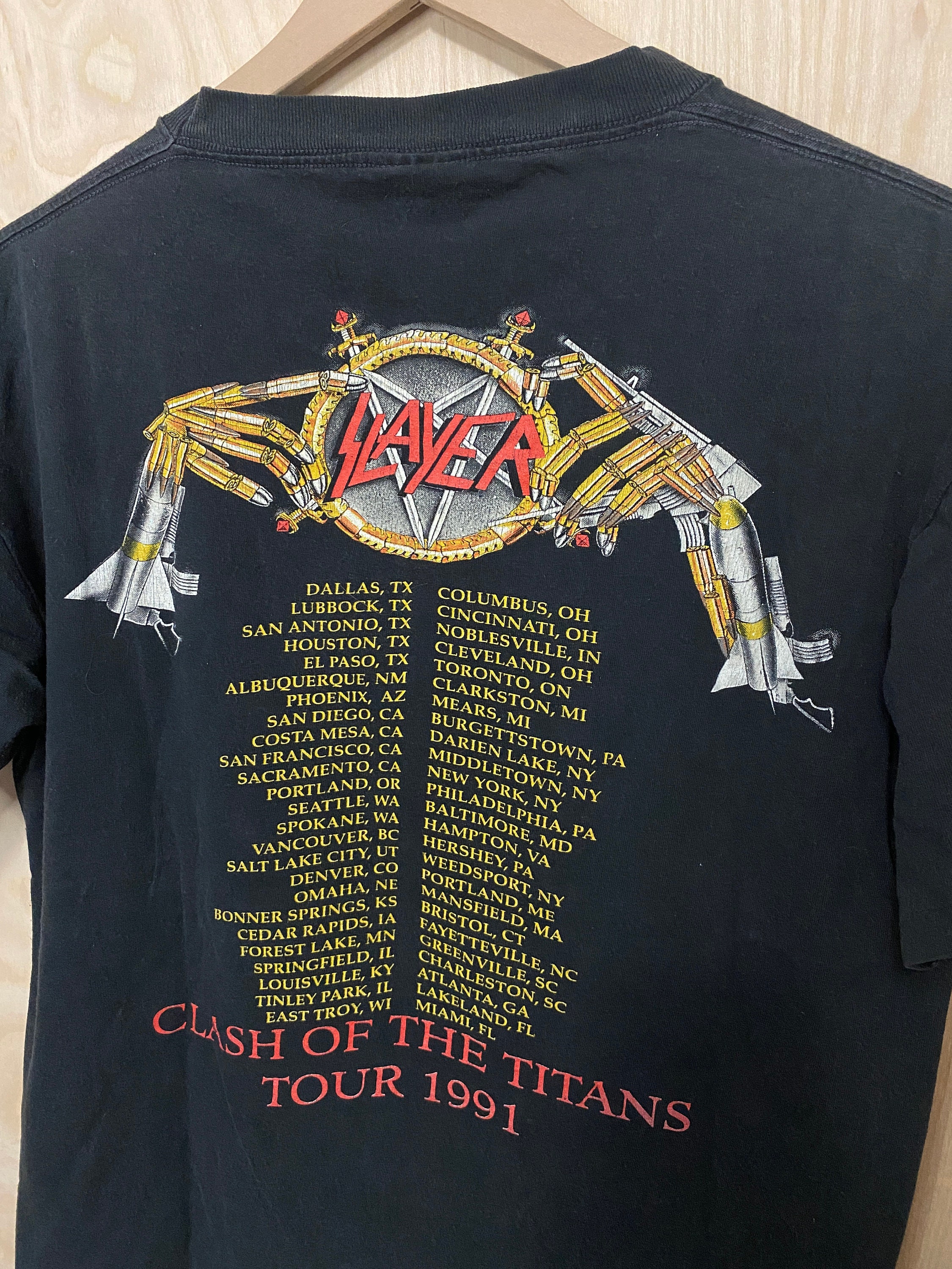 Vintage Slayer Clash of the Titans 1991 Tour Black Cotton T Vintage Slayer Clash of the Titans 1991 Tour Black Cotton T