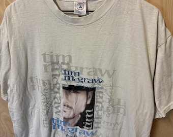 Vintage Tim Mcgraw Everywhere Double Sided Graphic White T Shirt