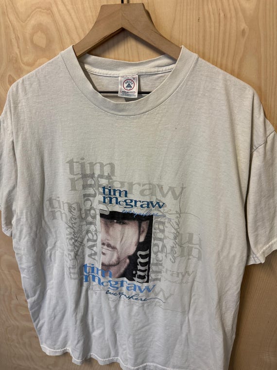 Vintage Tim Mcgraw Everywhere Double Sided Graphic White T Shirt