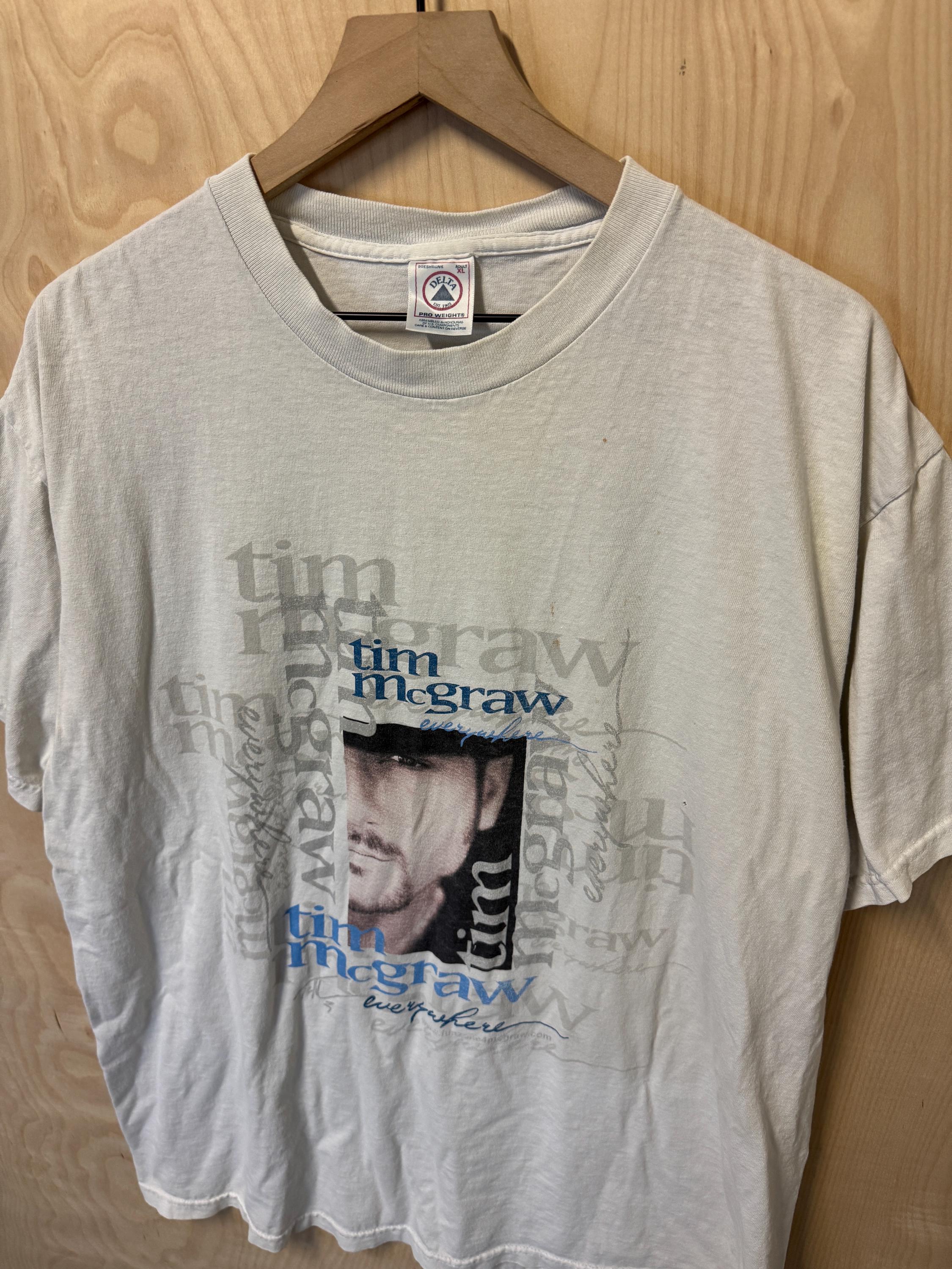 Vintage Tim Mcgraw Everywhere Double Sided Graphic White T Shirt