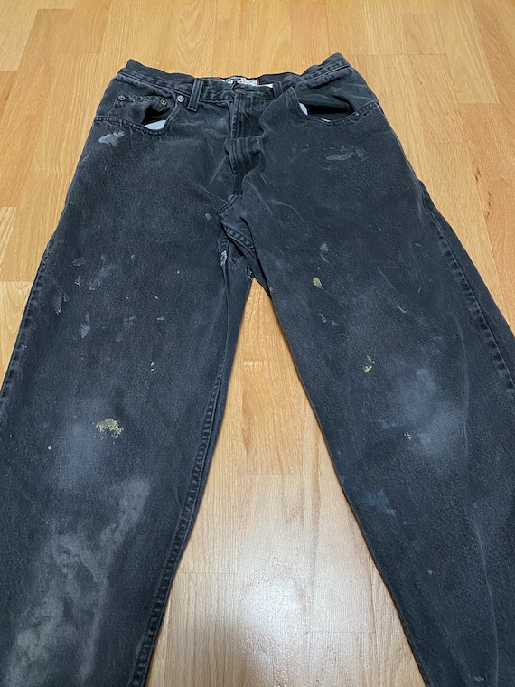 Vintage 90s Old Navy Distressed Denim Black Jeans… - image 2