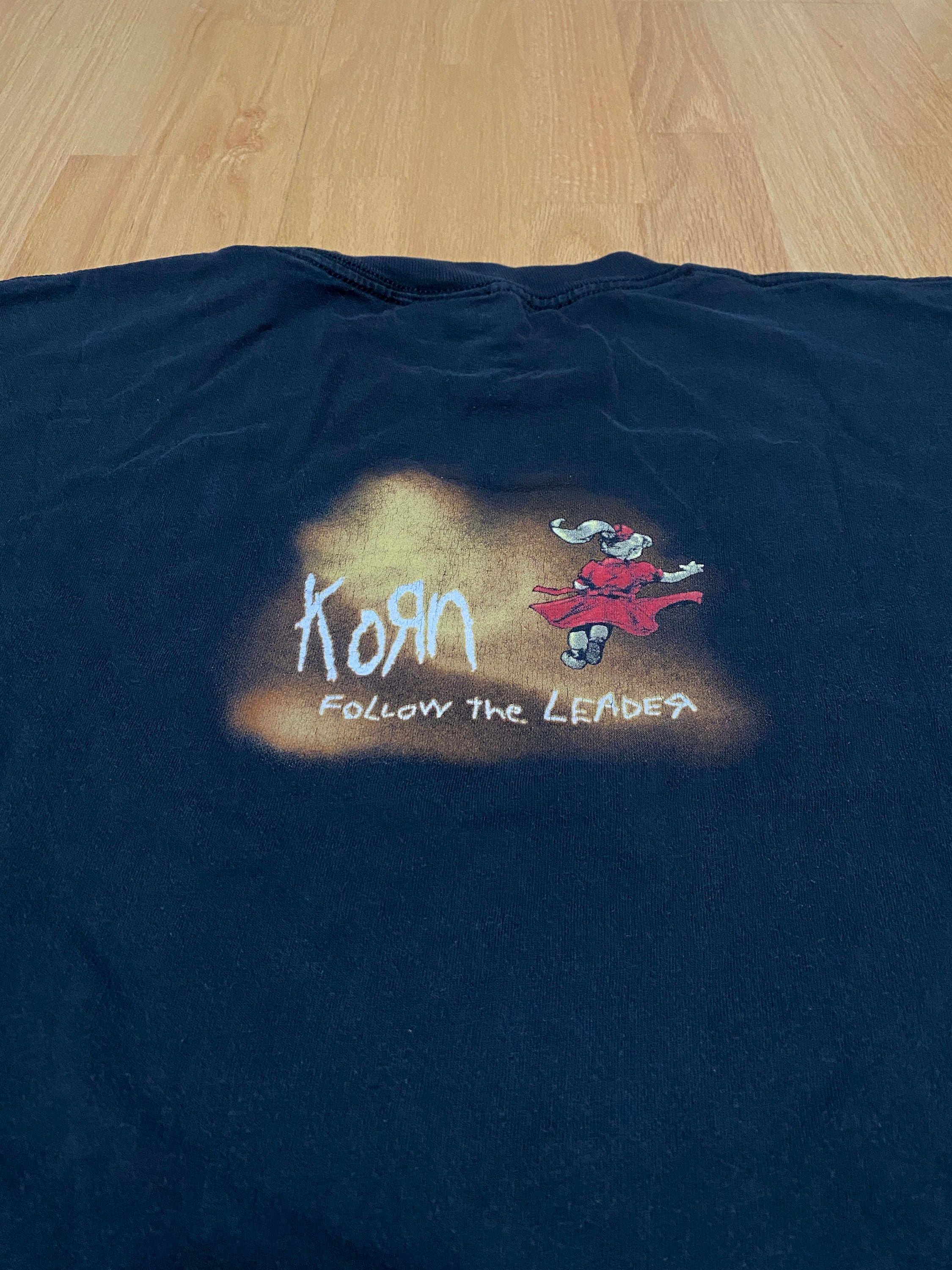 Vintage 90s Korn Follow the Leader Giant Black Cotton Long Vintage 90s Korn Follow the Leader Giant Black Cotton Long