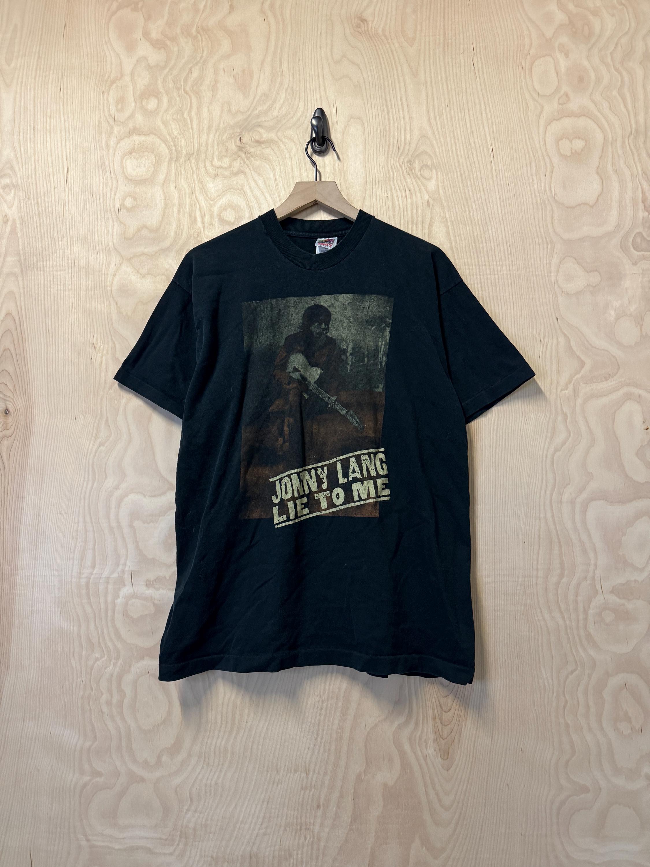 Vintage 90s Jonny Lang Lie to Me Graphic Black Cotton T Shirt Size