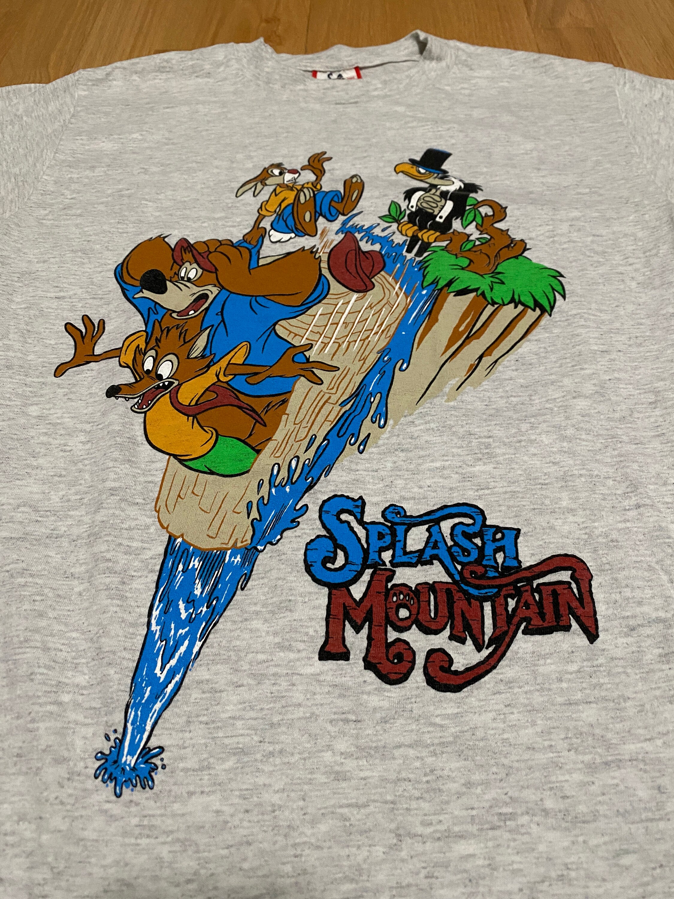 Vintage 90s Disney Splash Mountain Double Sided Gray Cotton T 