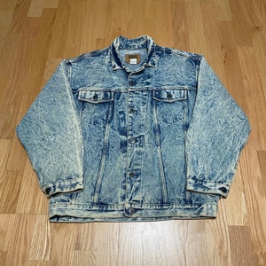 Vintage 90s Gap Acid Wash Button Up Blue Denim Jean Jacket size Medium