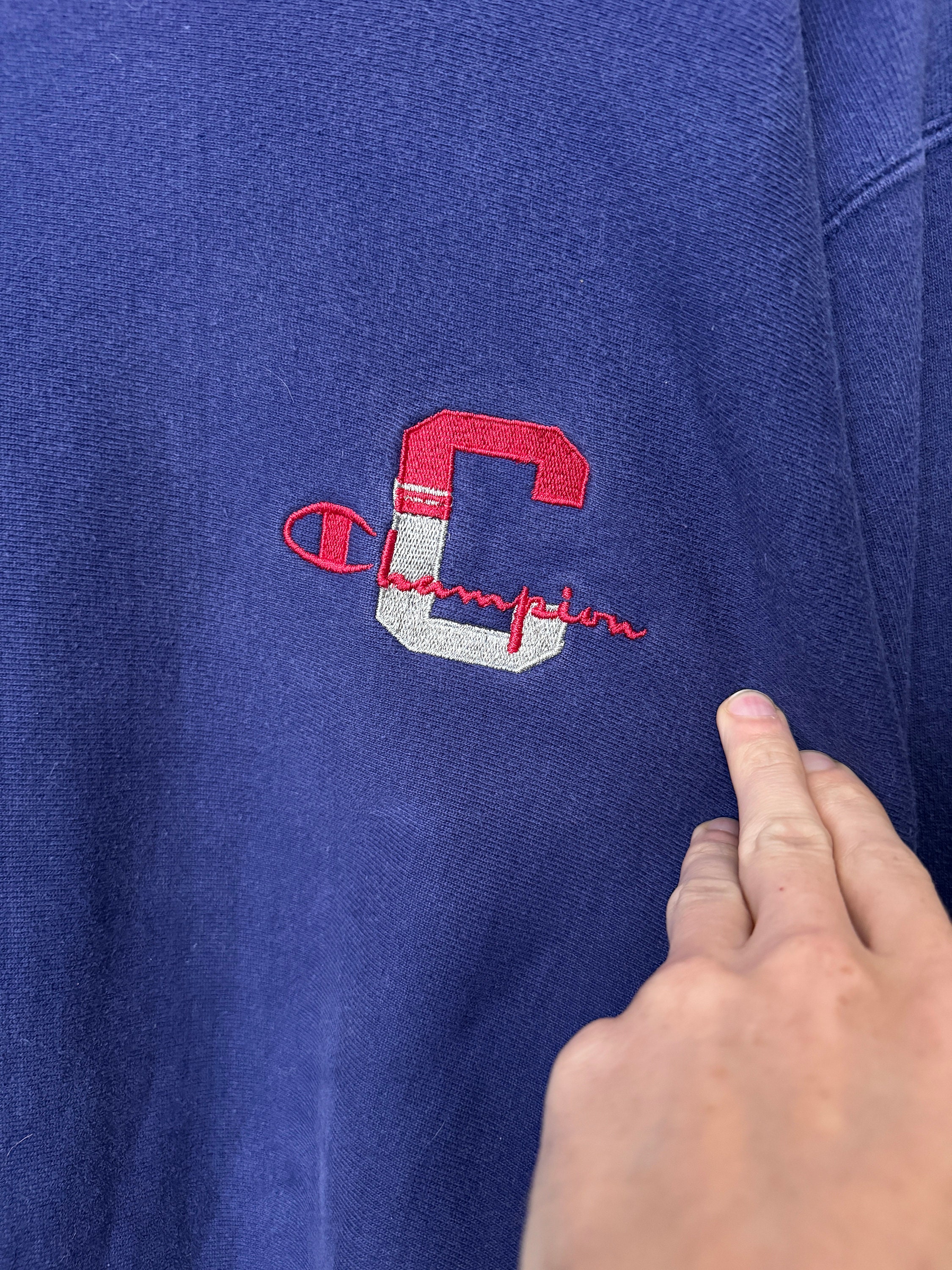 Vintage 90s Champion Reverse Weave Stitched C Spell Out Navy Blue