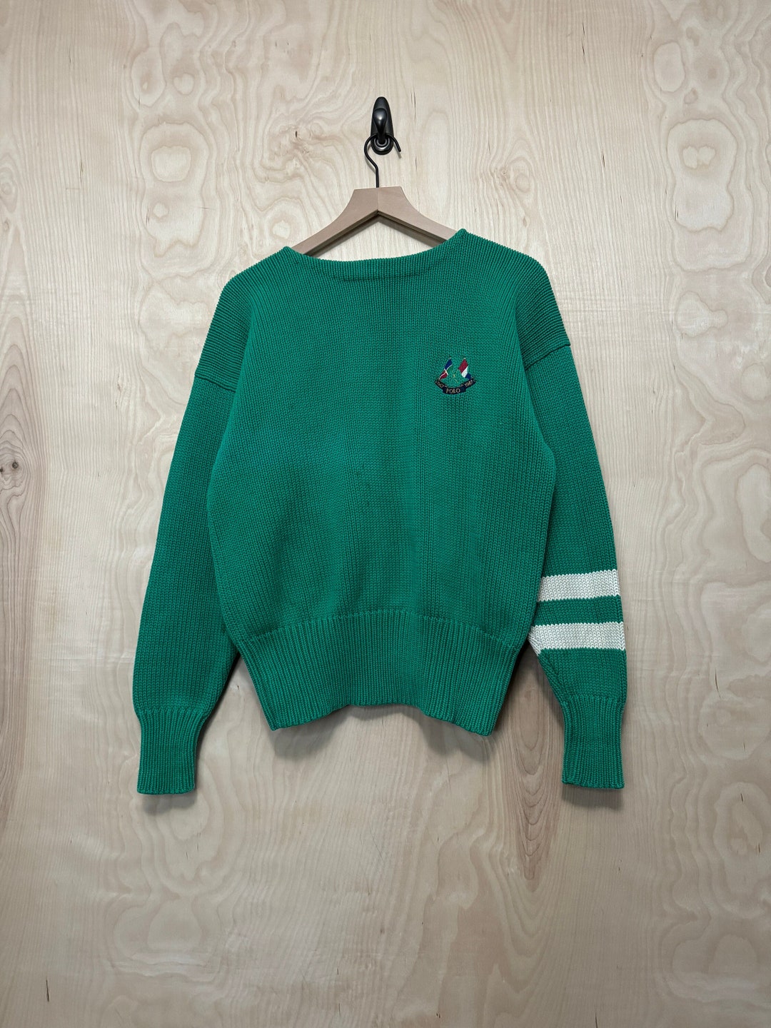 Vintage Polo Ralph Lauren Cross Flags 1987 Green Cotton Knit