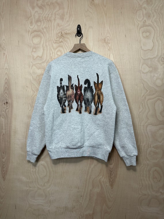 Vintage Cats Double Sided Graphic Gray Crewneck S… - image 5