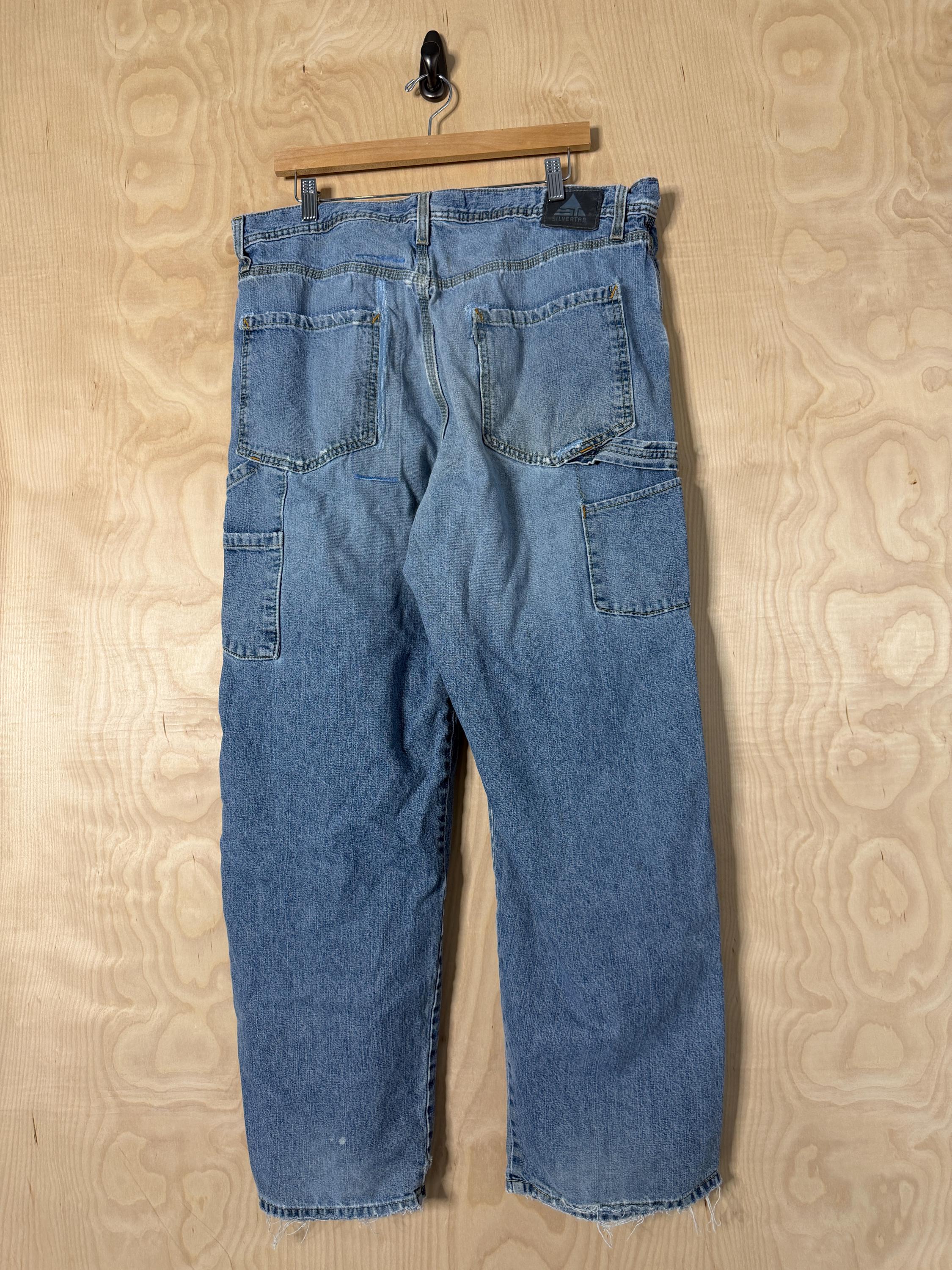 Vintage Y2K Levis Silvertab Medium Wash Distressed Carpenter Blue 