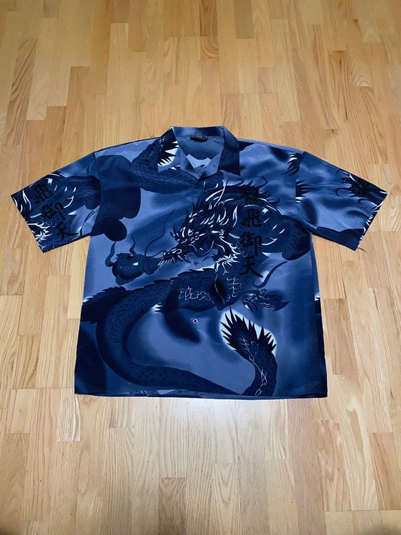 Vintage Y2K Dino Dragon Print Blue Polyester Open - Etsy Hong Kong