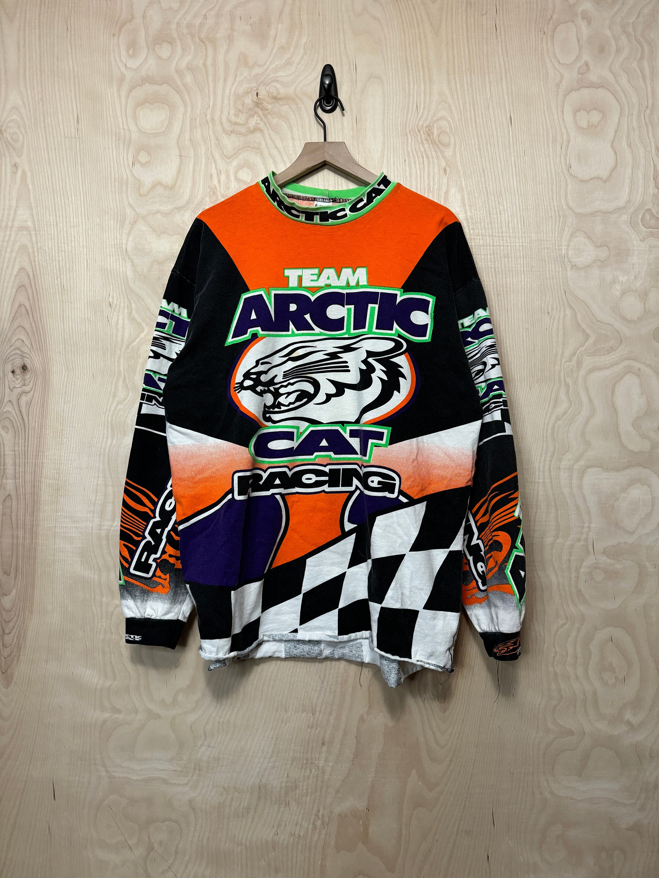 Vintage 90er Jahre Team Arctic Cat Racing Weiß Orange Multi Color 